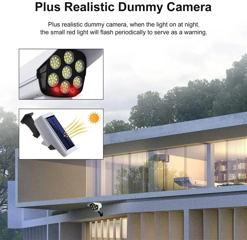 Outdoor Solar Motion Sensor Security Light - 77 LED Dummy Camera Floodlight, IP65 Waterproof