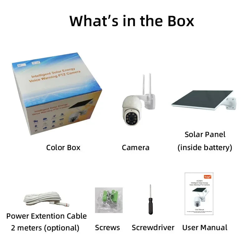 5MP Solar WiFi Camera - PTZ Outdoor Surveillance with PIR Human Tracking & Tuya App