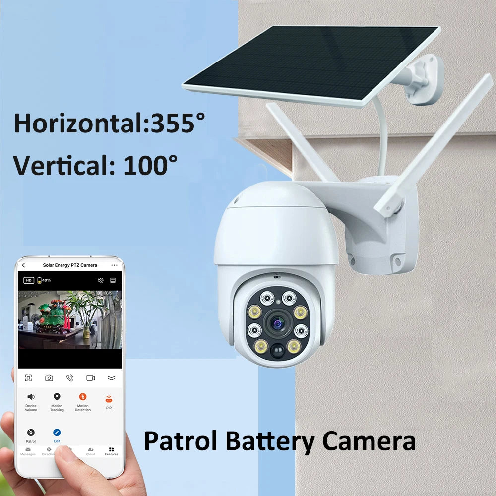 EU 4G LTE Solar-Powered Outdoor PTZ Security Camera - 3MP Waterproof Motion Tracking