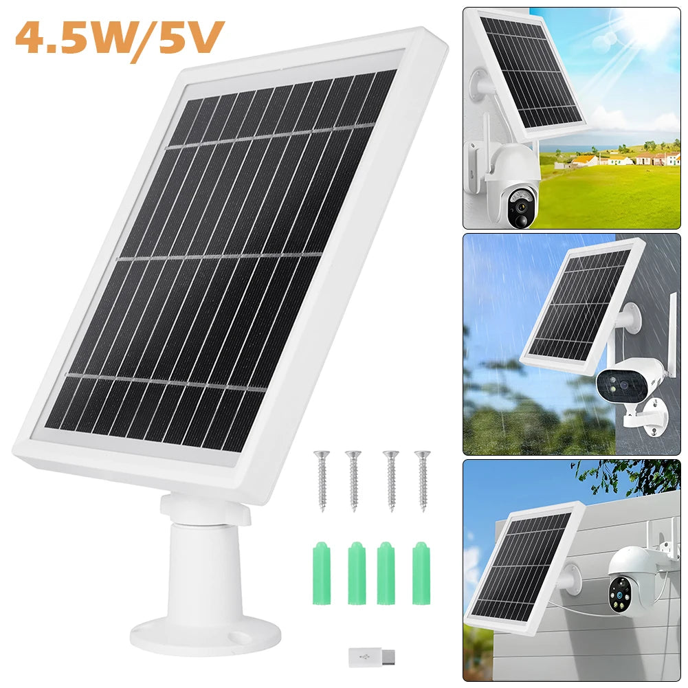 4.5W Solar Panel - Wall-Mounted Low-Power Charging for Doorbell Security Cameras