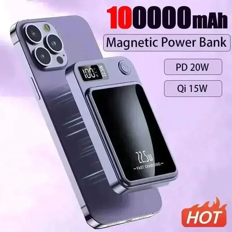 300000mAh Magnetic Wireless Power Bank – Fast Charger for iPhone, Samsung & MacSafe