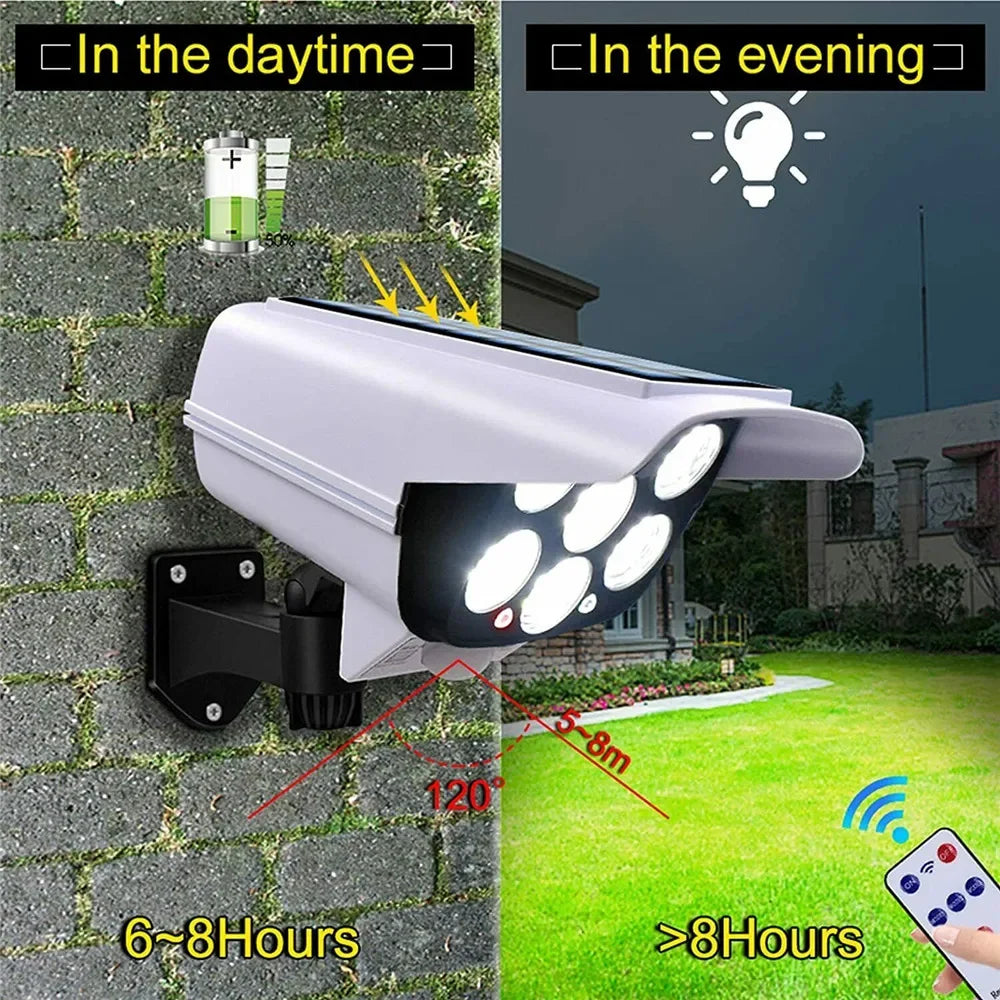 Outdoor Solar Motion Sensor Security Light - 77 LED Dummy Camera Floodlight, IP65 Waterproof