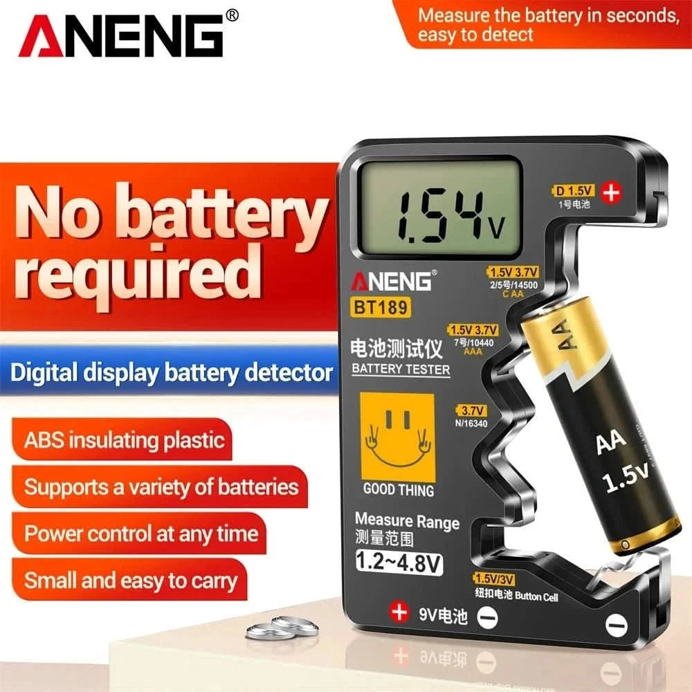 ANENG BT189 Universal Battery Tester - LCD Display for 9V, AA, AAA, C, D & More