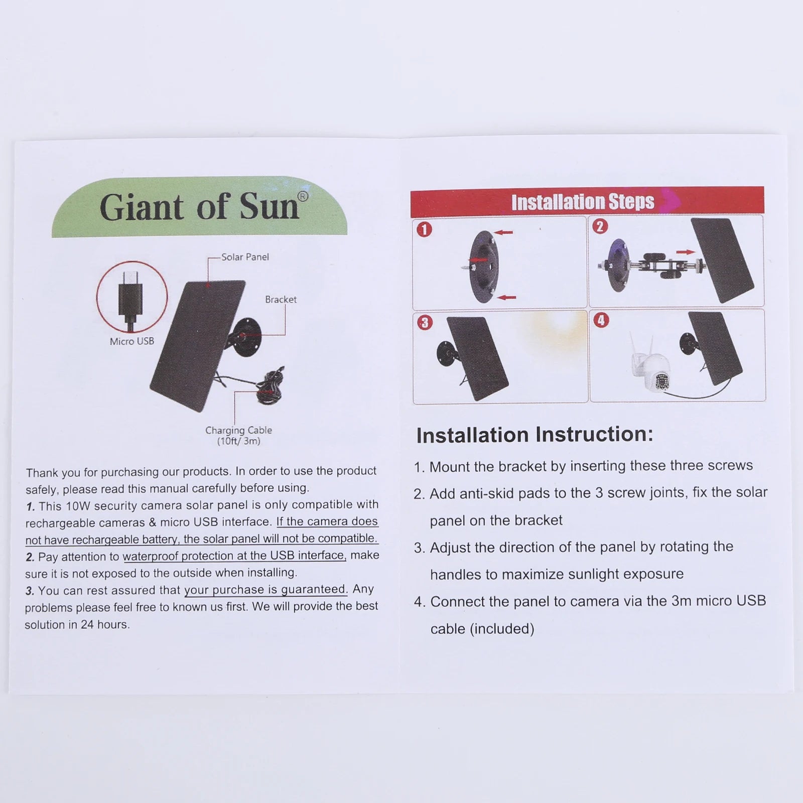 10W 5V Solar Panel – Waterproof Charger for Security Cameras