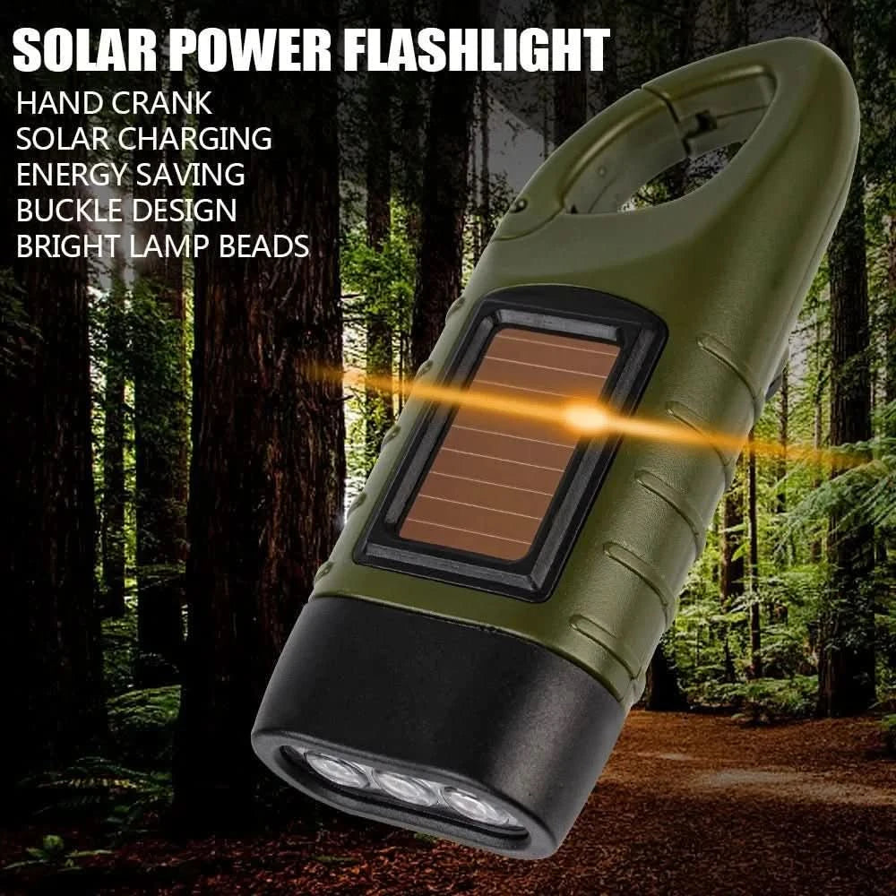 Tent Light LED Flashlight | Hand Crank Dynamo & Solar Torch for Camping