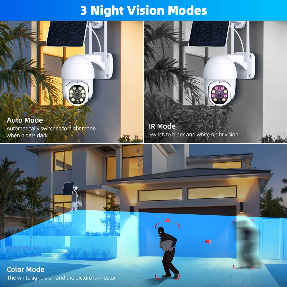 EU 4G LTE Solar-Powered Outdoor PTZ Security Camera - 3MP Waterproof Motion Tracking