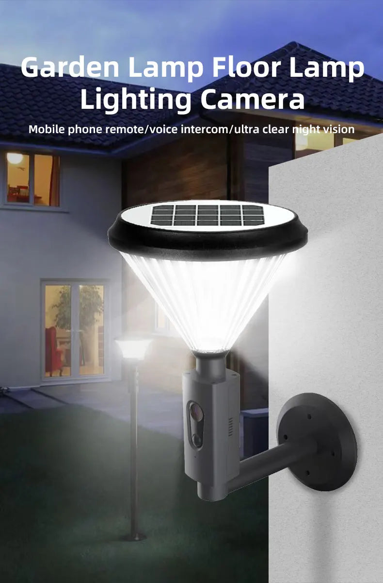 2MP 1080P Solar-Powered Floodlight Security Camera - Full-Color Wide-Angle CCTV for Home & Garden