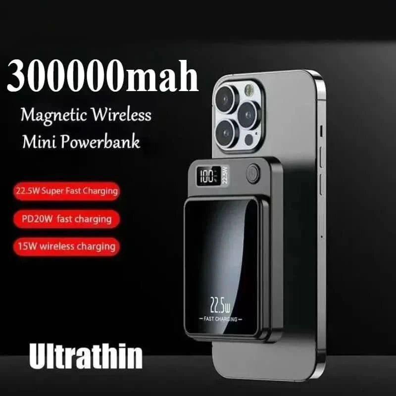 300000mAh Magnetic Wireless Power Bank – Fast Charger for iPhone, Samsung & MacSafe