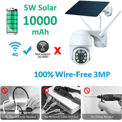 EU 4G LTE Solar-Powered Outdoor PTZ Security Camera - 3MP Waterproof Motion Tracking