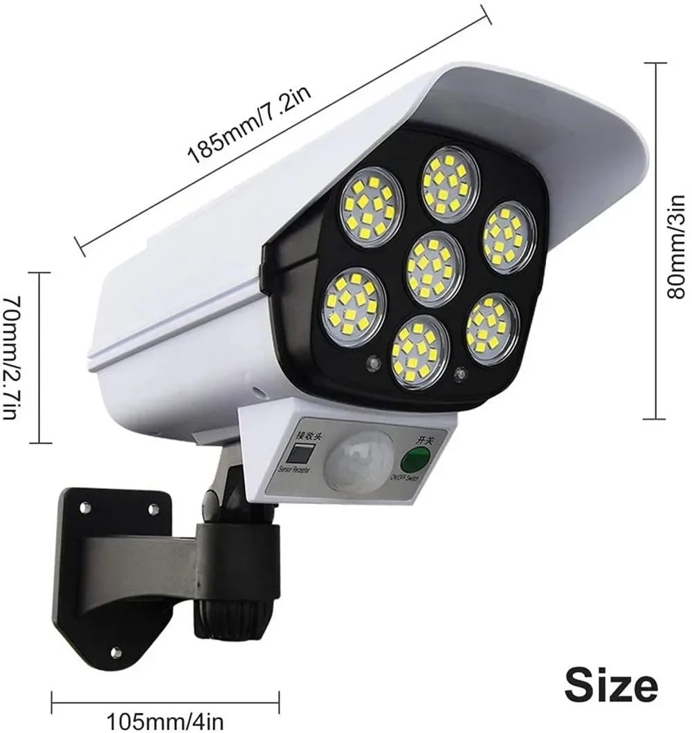 Outdoor Solar Motion Sensor Security Light - 77 LED Dummy Camera Floodlight, IP65 Waterproof