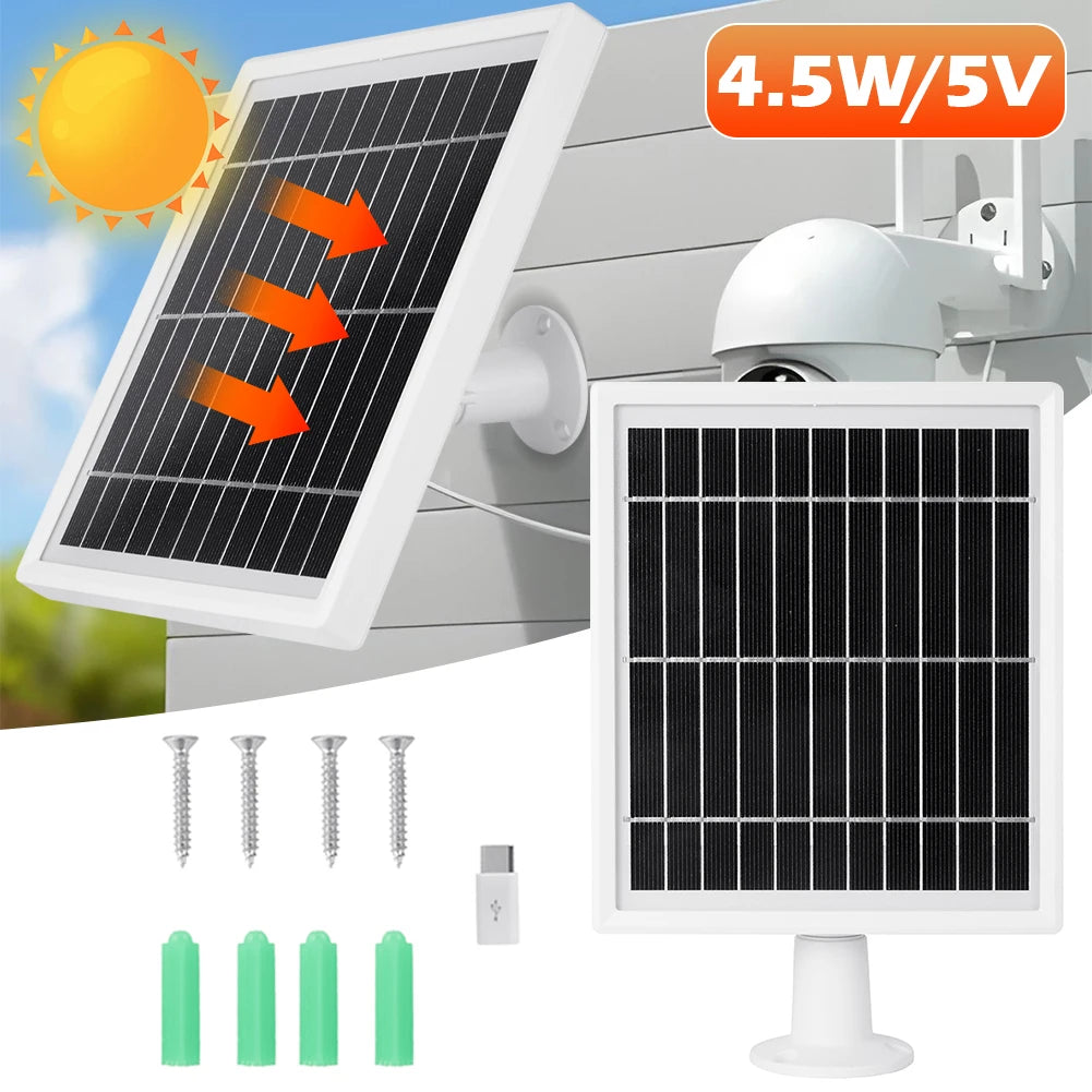 4.5W Solar Panel - Wall-Mounted Low-Power Charging for Doorbell Security Cameras