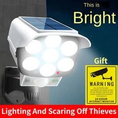 Outdoor Solar Motion Sensor Security Light - 77 LED Dummy Camera Floodlight, IP65 Waterproof