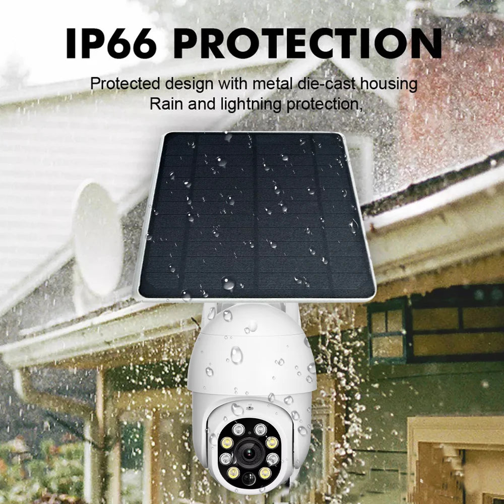 EU 4G LTE Solar-Powered Outdoor PTZ Security Camera - 3MP Waterproof Motion Tracking