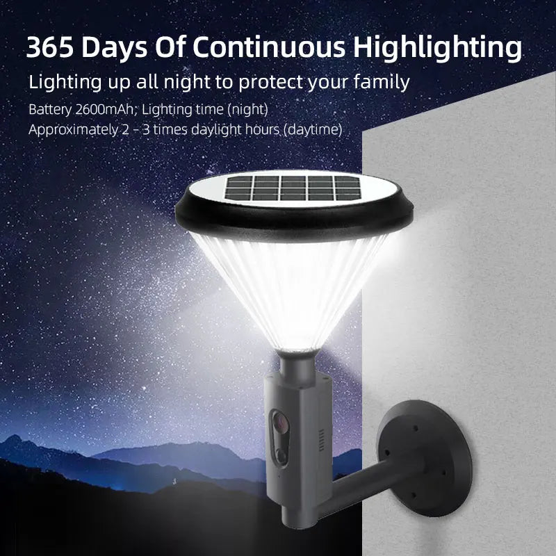 2MP 1080P Solar-Powered Floodlight Security Camera - Full-Color Wide-Angle CCTV for Home & Garden