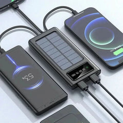 Xiaomi 200000mAh Solar Power Bank Built Cables Solar Charger 2 USB Ports External with LED Light Super Fast Charger Powerbank