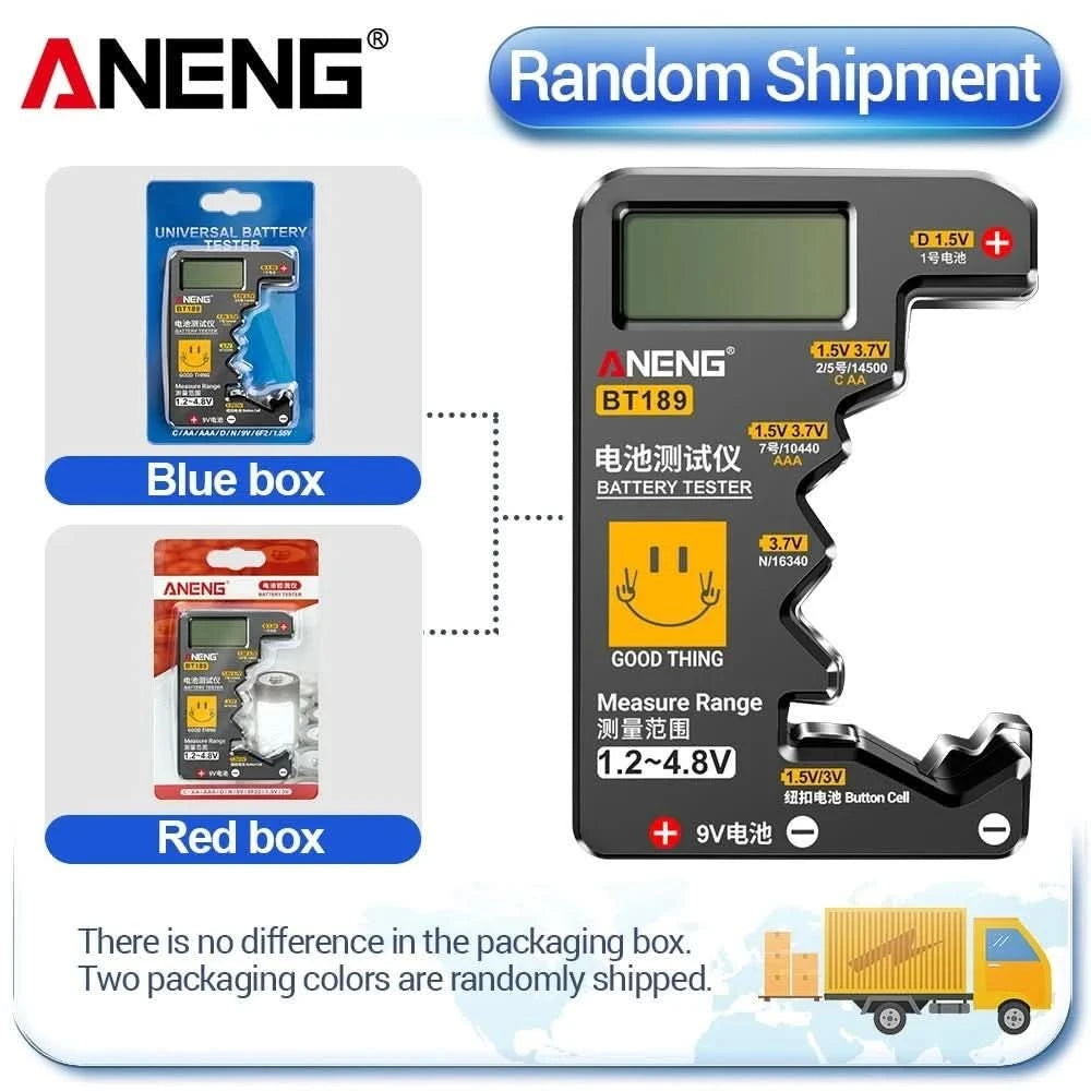 ANENG BT189 Universal Battery Tester - LCD Display for 9V, AA, AAA, C, D & More