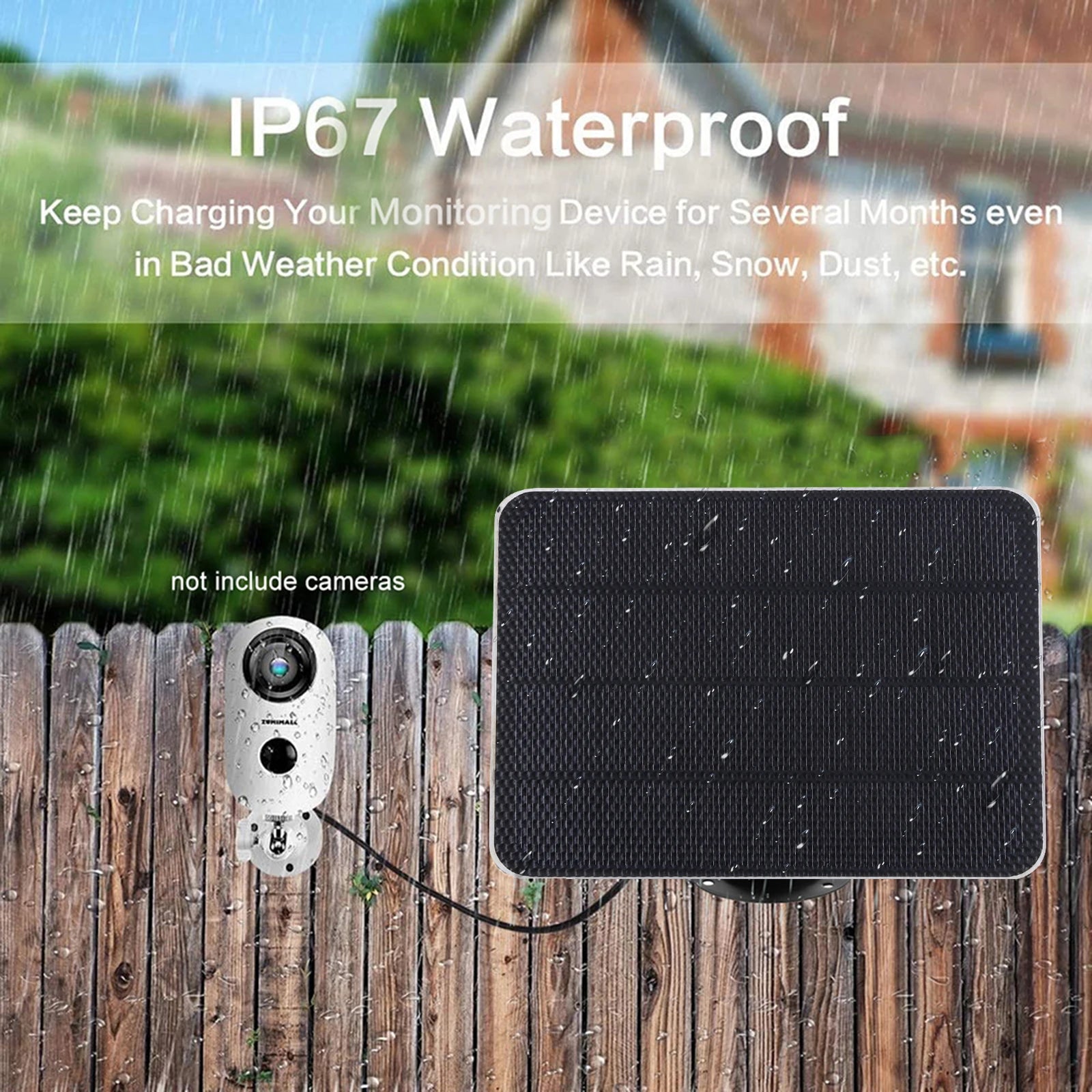 10W 5V Solar Panel – Waterproof Charger for Security Cameras