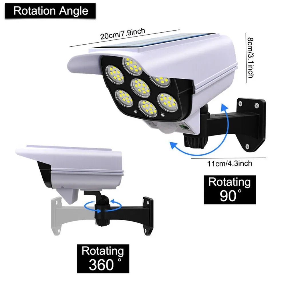 Outdoor Solar Motion Sensor Security Light - 77 LED Dummy Camera Floodlight, IP65 Waterproof