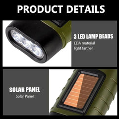 Tent Light LED Flashlight | Hand Crank Dynamo & Solar Torch for Camping