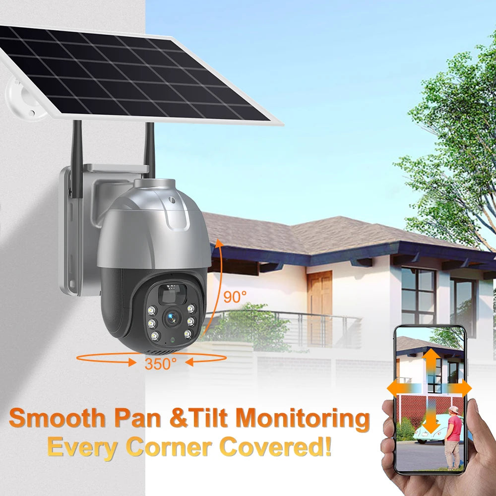 SANSCO 4K 8MP Solar PTZ Camera - 4G Battery Security with PIR Motion Detection