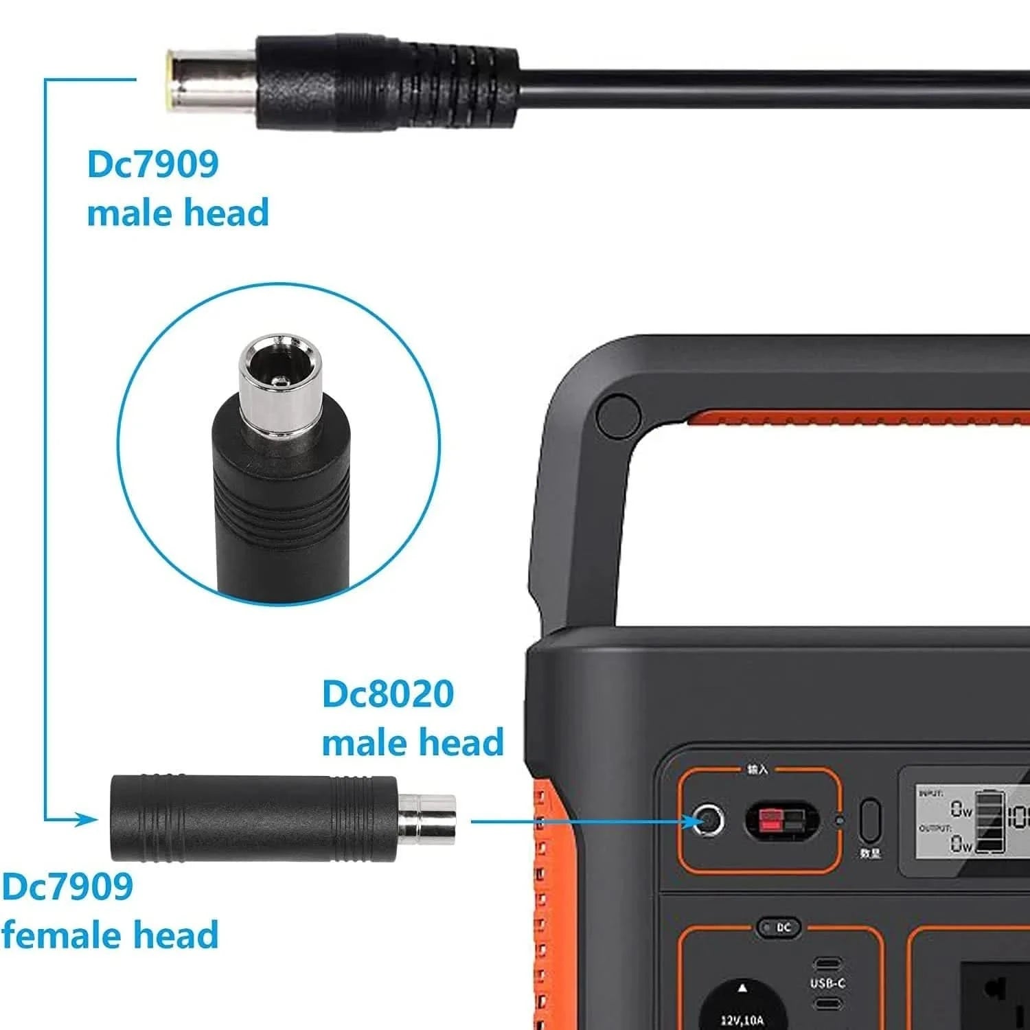 DC 7909 to DC 8020 Adapter Connector for Solar Panels – Compatible with Jackery Explorer 1500 | RV Portable Power Station