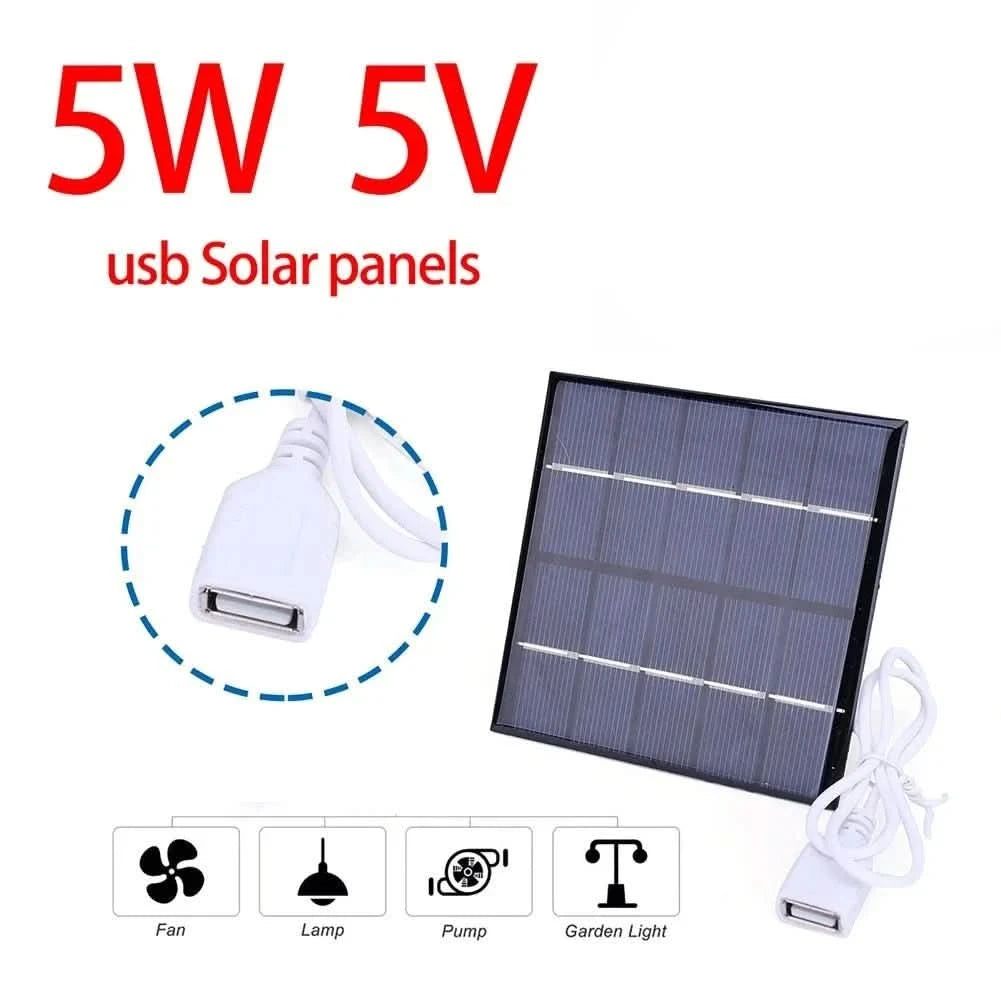 5W Solar Panel Charger for Outdoor Camping - 5V Solar Battery Charger for Phones & Power Banks